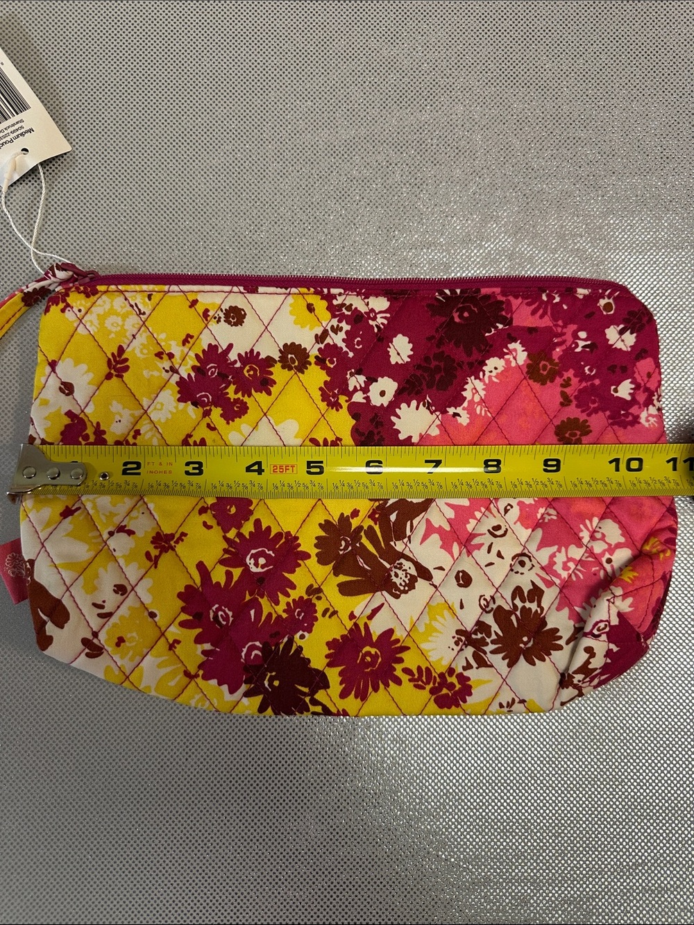 NWT Vera Bradley Pink, Yellow & Cream Quilted Floral Cosmetic Pouch - Picture 6 of 7